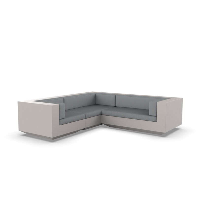 Vela 102.25" Wide Outdoor Reversible Patio Sectional with Cushions, Nautical Taupe, Black