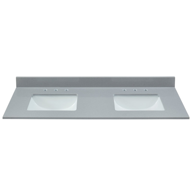 Plateau de meuble-lavabo double 61 po, Gris montagne