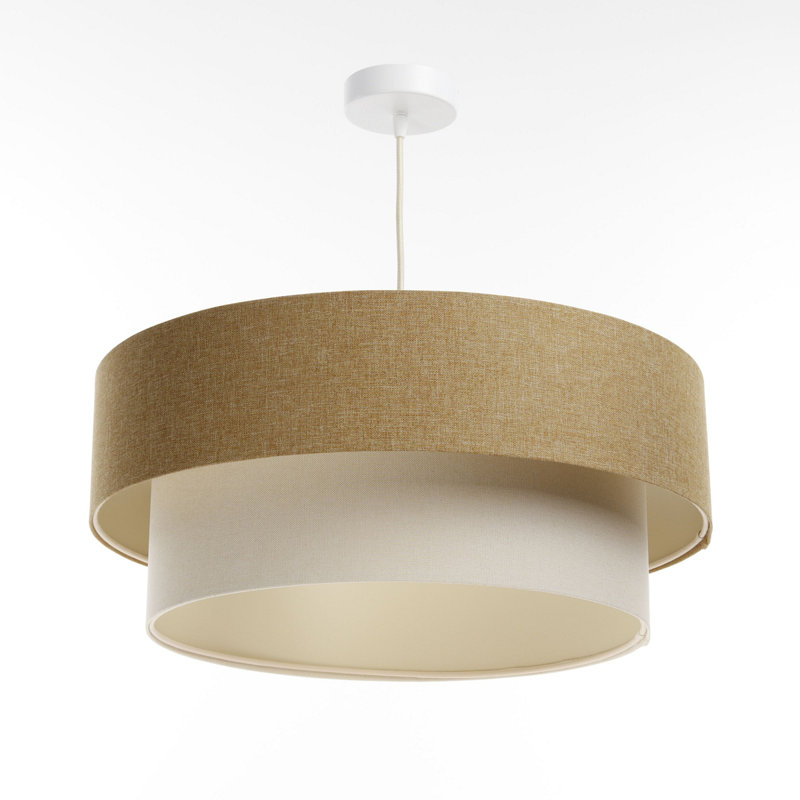 Zygi 1 - Light Cream Drum Pendant, Yellow Mustard/Beige