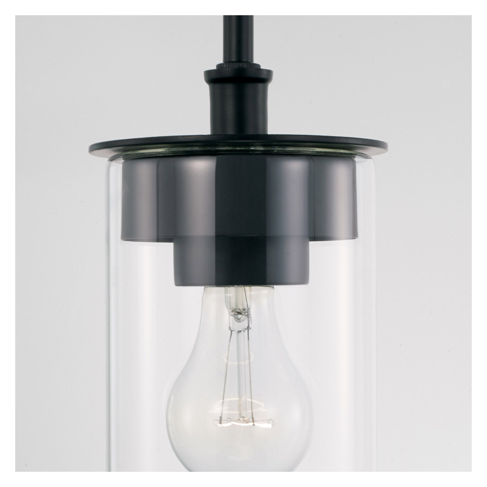 Single Light Glass Dimmable Pendant, Matte Black
