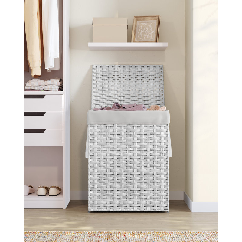 Laundry Basket with Handles, White