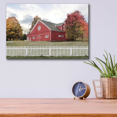 «Fall Barn» par Lori Deiter, art mural en verre acrylique