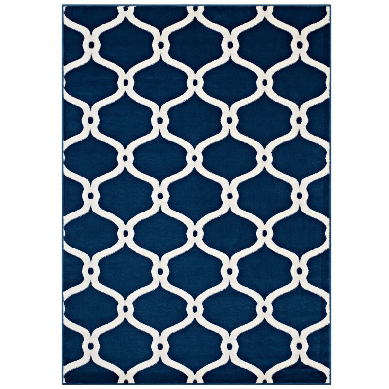 Tapis à motif de treillis transitionnel à ceinture Chainara par Modway, 5 pi x 8 pi