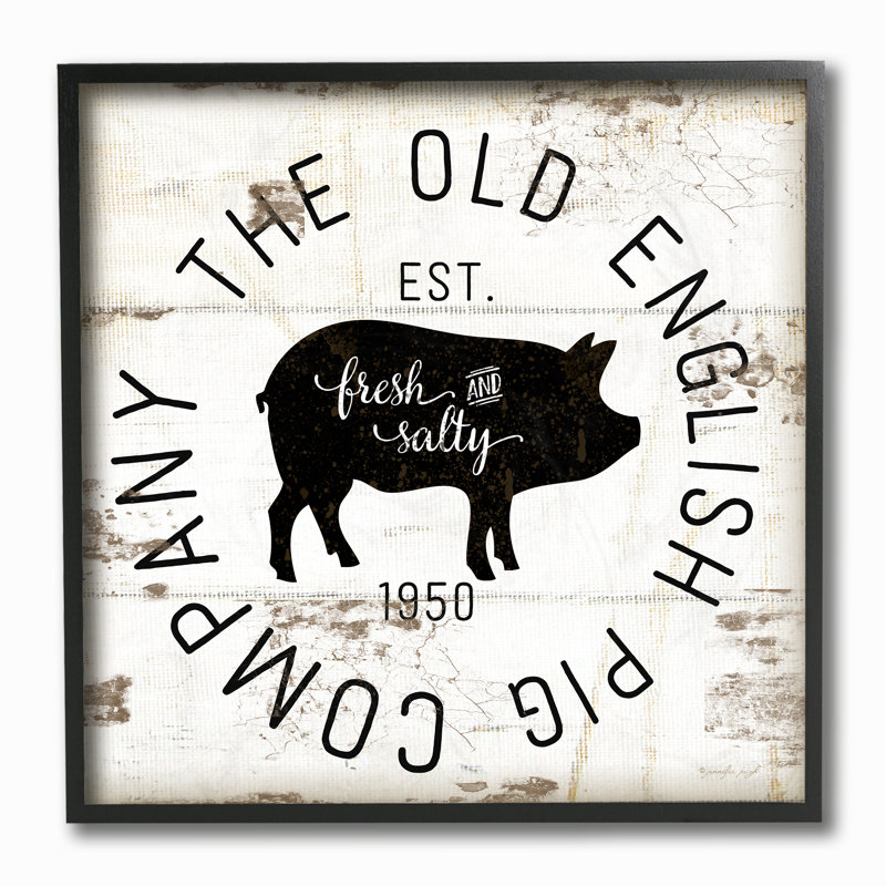 « old english porc co rétro sign », art mural, Giclée encadrée noir minuit, H 12 po x l 12 po x P 1,5 po