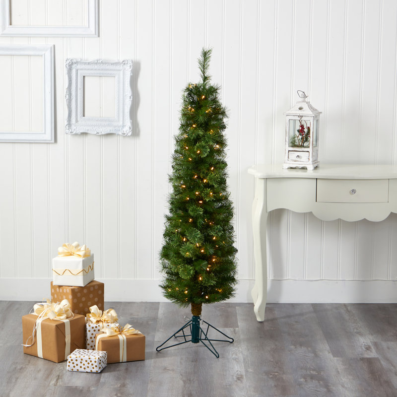 Lighted Artificial Pine Christmas Tree, 5' H