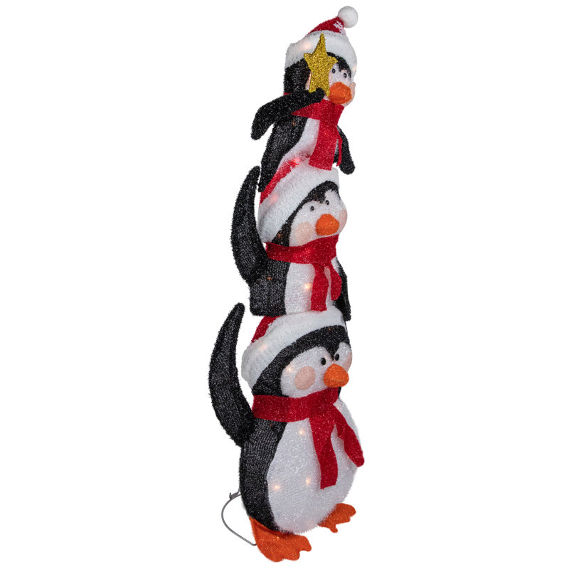 Figurine lumineuse de famille de pingouins empilés