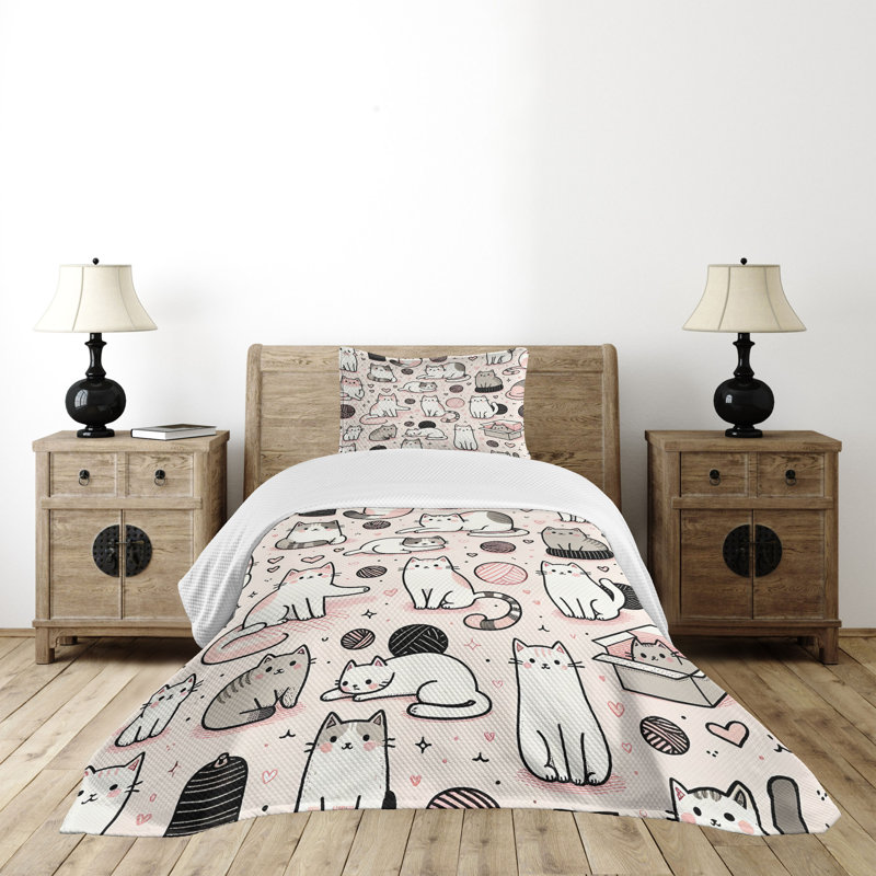 Blue Twin Kids Unisex Quilted Bedspread Set with Pillow Sham