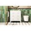 Meuble-lavabo de salle de bain blanc rétro 30 po avec structure en bois massif, charnières réglables à fermeture douce et cadre classique avec de grands tiroirs de rangement, poignée en métal doré, 3 pièces-853497688