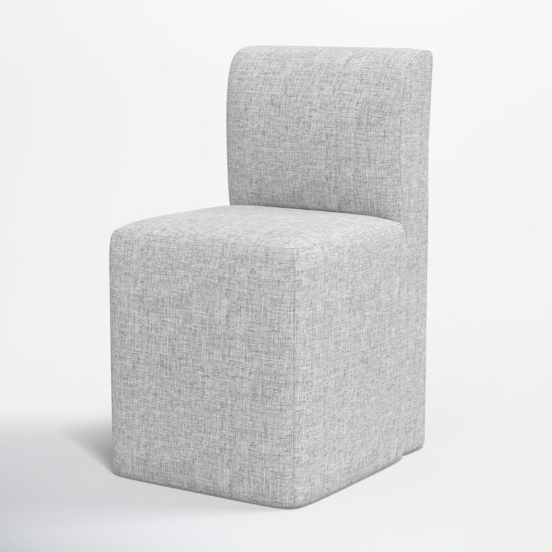 Mendy Upholstered Dining Chair with Casters, Zuma Pumice Textured Linen