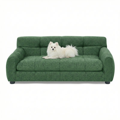 Canapé moelleux et confortable avec dossier et accoudoirs, idéal pour les canapés rectangulaires contemporains conçus pour les chiens de petite et moyenne race, finition verte