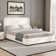 Bed Frame, Upholstered Platform Bed with Curved Headboard, Classic Color-Block Design, Soft Rounded Corners, No Box Spring Required, Easy Assembly