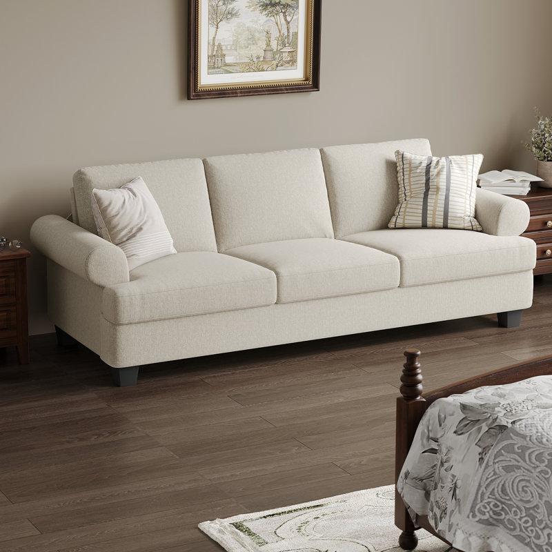 91" Lawson 3-Seater Sofa with Deep Seats, White Polyester