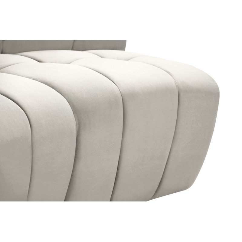 Canapé modulaire en velours de 96 po de largeur Jedson, Velours crème