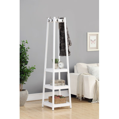 Coat Rack W/ 3-Tier Storage Shelves