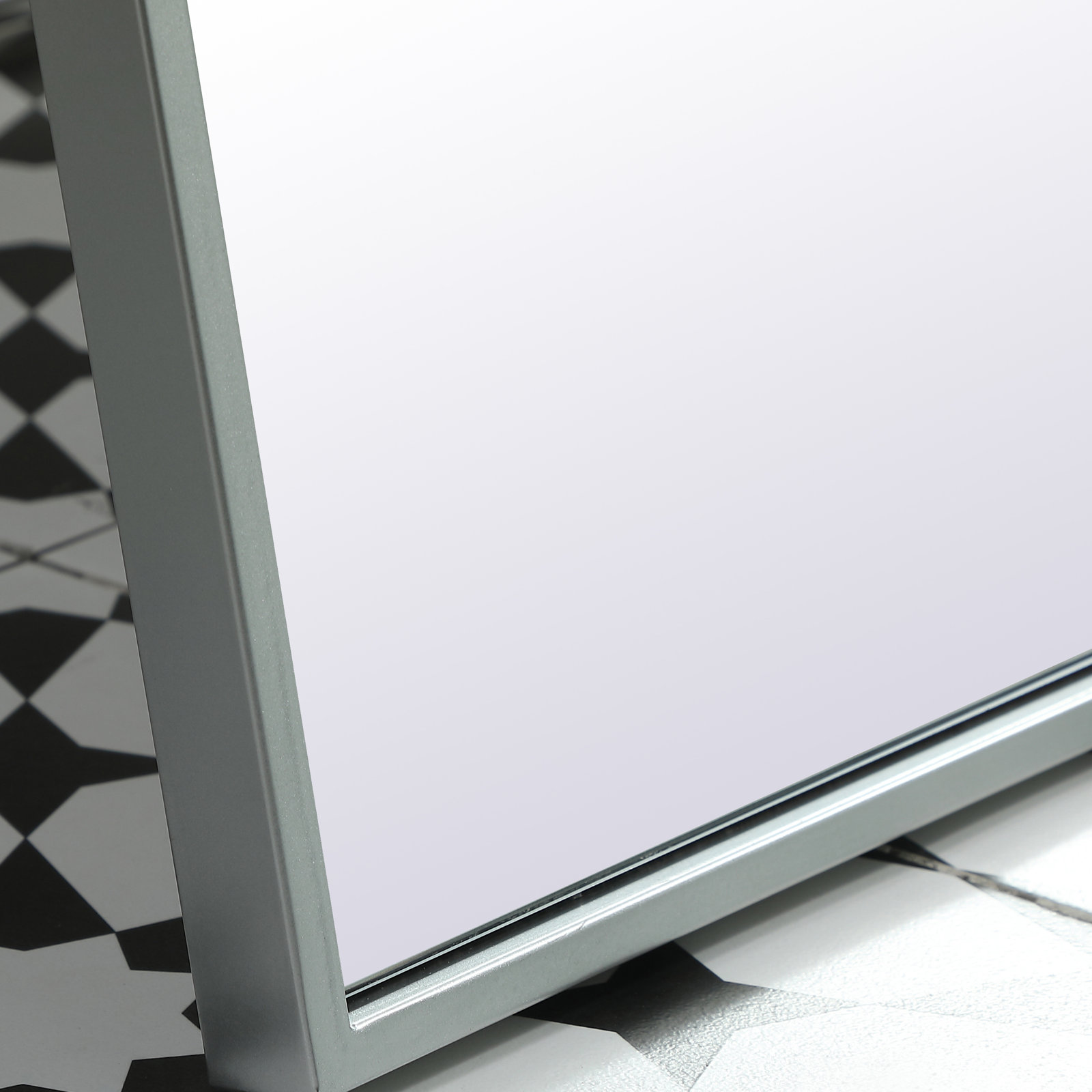 Sabine Metal Rectangle Floor Mirror, 72" x 30", Silver