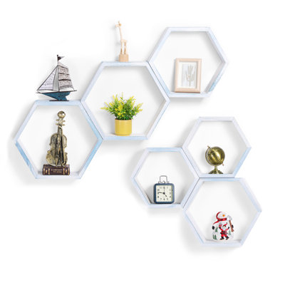 6 Piece Hexagon Floating Shelf