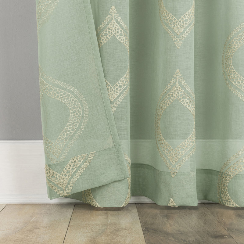 Panneau de rideau transparent avec passe-tringle Ravenna, L 50 po x L 63 po, Vert
