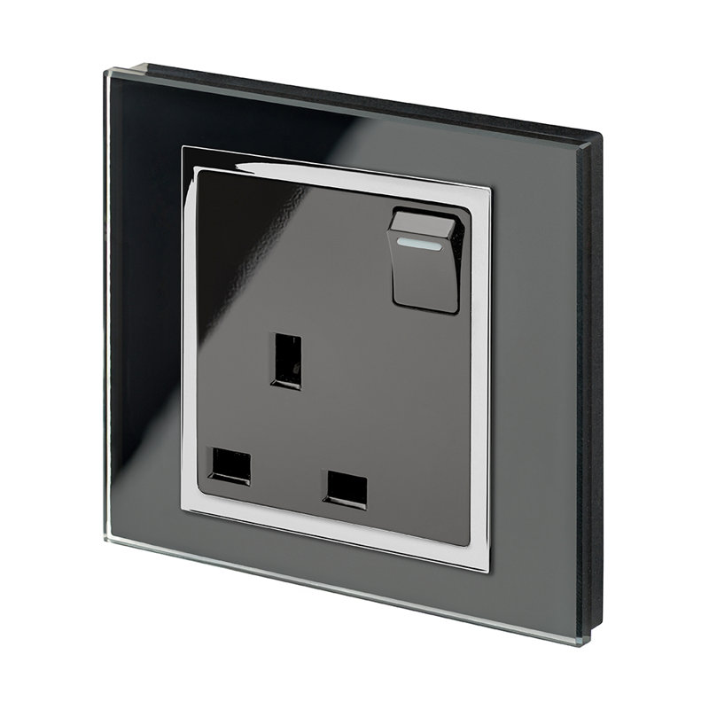 Crystal CT 13A Single Plug Socket With Switch White, Black