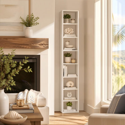 Imron Narrow Bookcase, Tall Corner Bookshelf for Bedroom, Living Room, Study