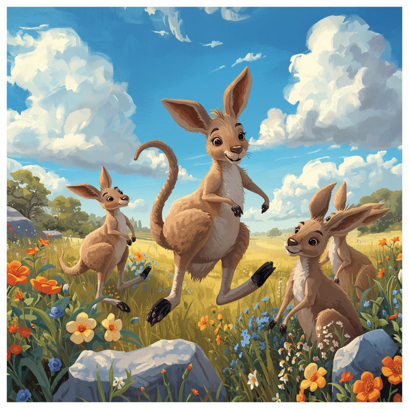 Tapis de bain Kangaroos In Wildflowers, L 24 po x L 17 po