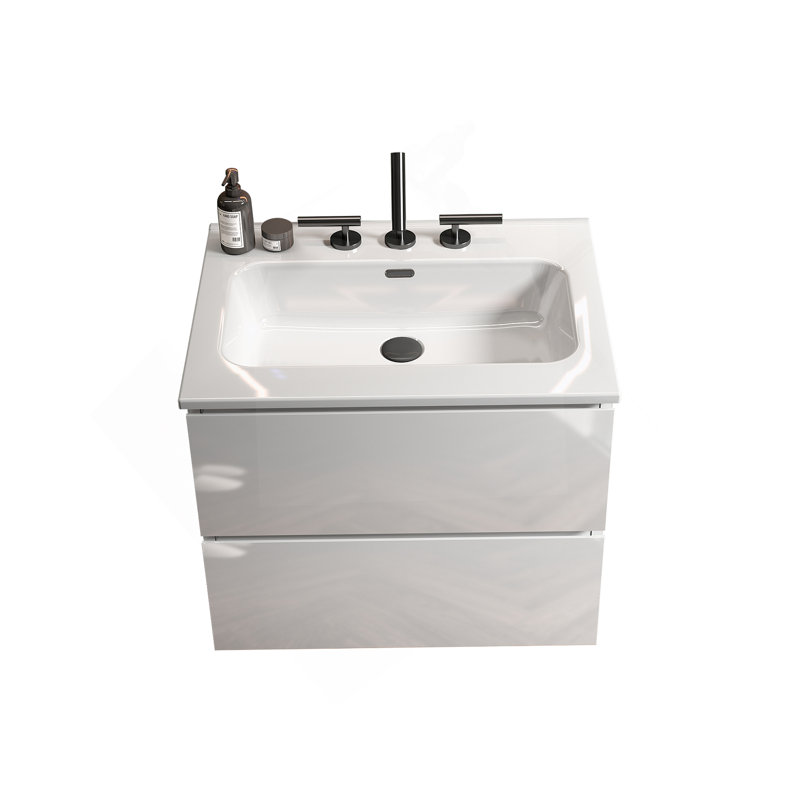Meuble-lavabo mural 24 po avec lavabo en céramique, Blanc, 24"