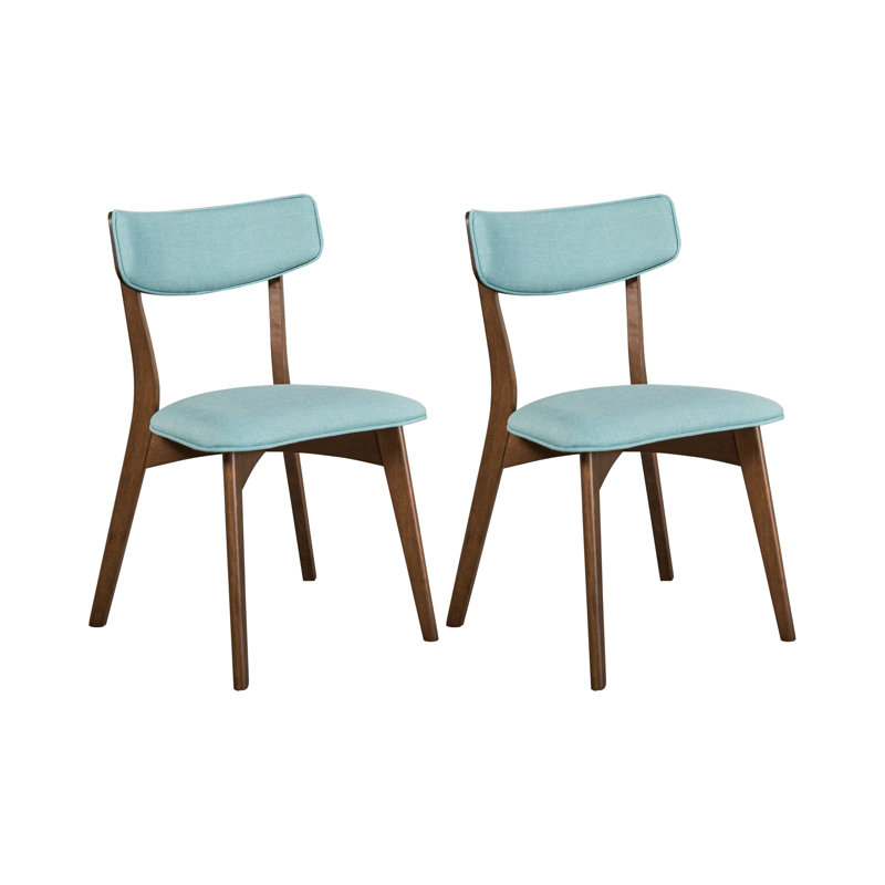 Mint Upholstered Side Chair with Natural Walnut Frame, Set of 2