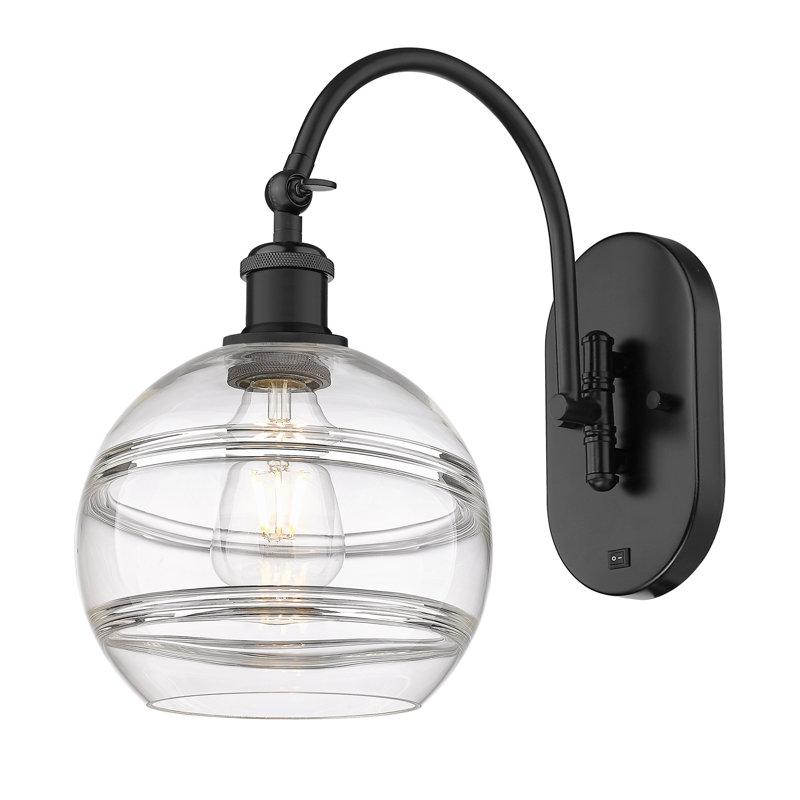 Chartoff Steel Armed Sconce, Clear, Matte Black