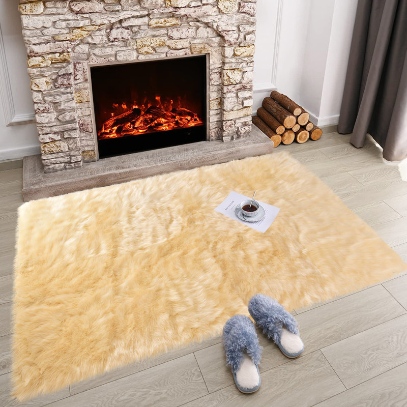 Chastyn Faux Sheepskin Indoor Rug, Rectangle 3' x 5'