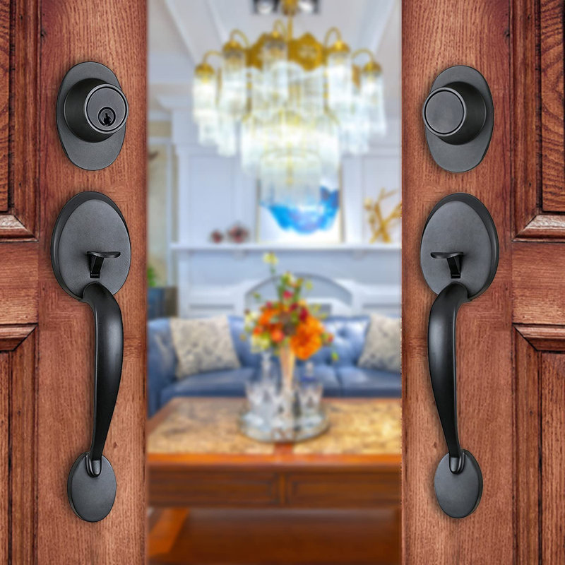 Knob Handleset with Single Cylinder Deadbolt and Door and Rosette