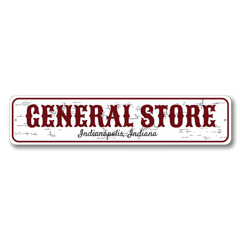 Enseigne en aluminium «General Store City State», H 6 po x l 24 po x P 0,06 po
