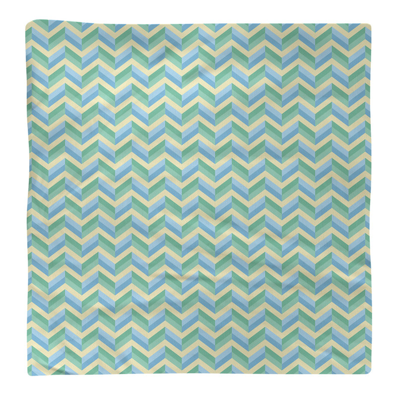 Serviette en coton chevron, 0,1 po x 10 po x 10 po, Jaune-vert / bleu, Sergé de coton
