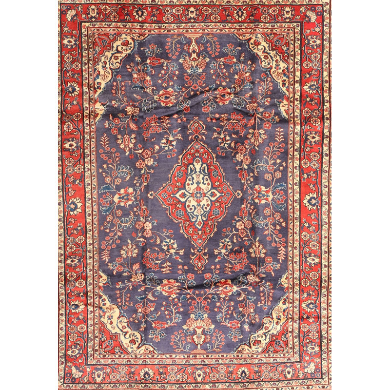 Tapis oriental en laine beige / rouge Keyla, Rond 6 pi