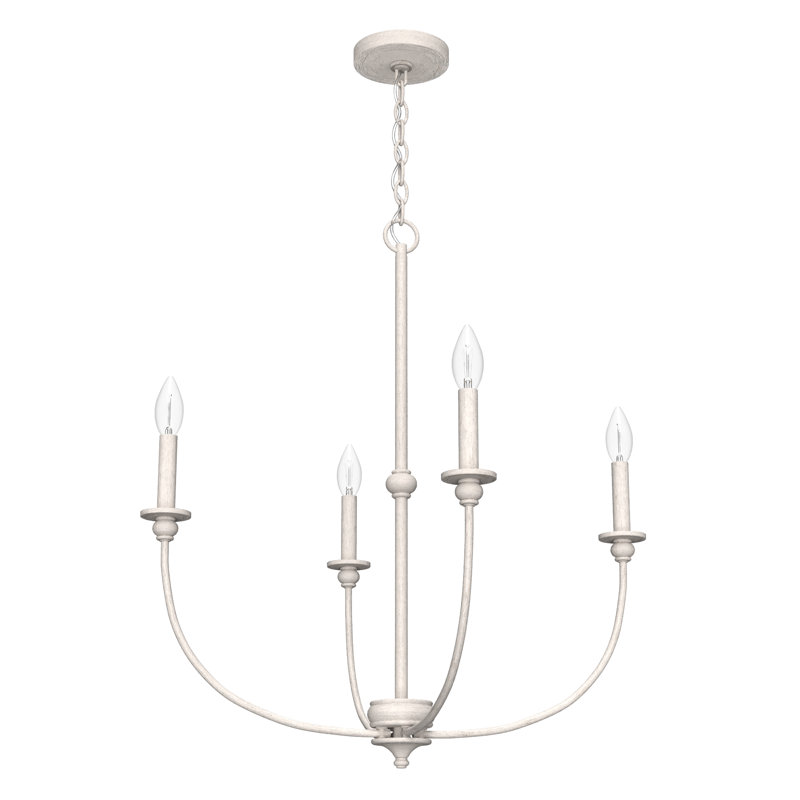 Hunter Southcrest 4 Light Chandelier Ceiling Light Fixture, Distressed White, 28.25" H x 26" W x 26" D