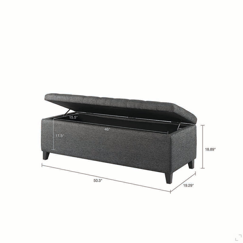 Tufted Top Soft Close Storage Bench, Charcoal