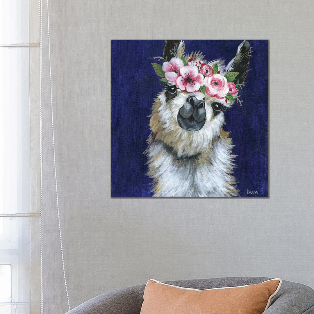 Lady Llama von Tava Studios - Galerie-verpackte Leinwand Giclée auf Leinwand