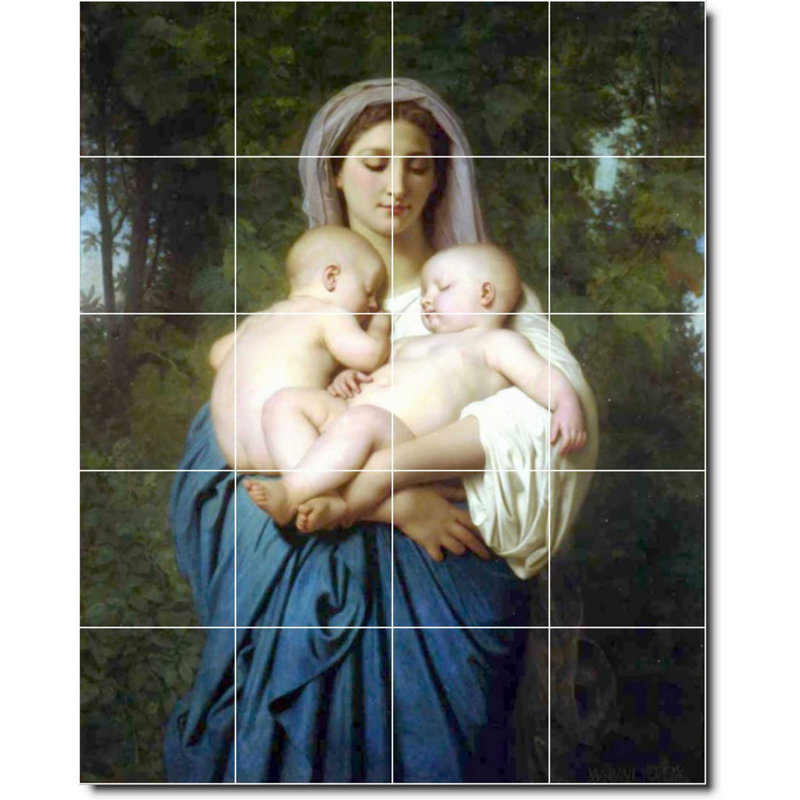 Carreau de céramique décorative 24 po x 30 po 6 po x 6 po, Mère enfant - 815