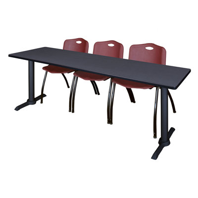Cain T-Base Training Seminar Table & 3 M Stack Chairs