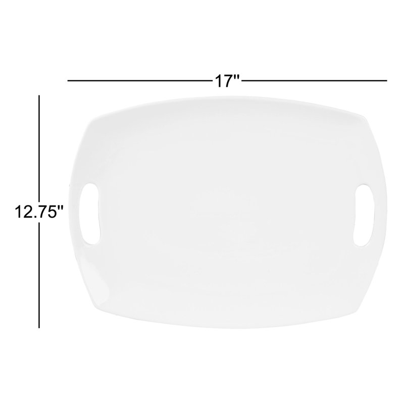 Fitz and Floyd Everyday White Rectangular Handled Serving Platter