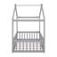Structure de lit simple avec clôture et toit - Lit en bois gris pour enfants, maisonnette pour garçons et filles-1386252884-1386252891