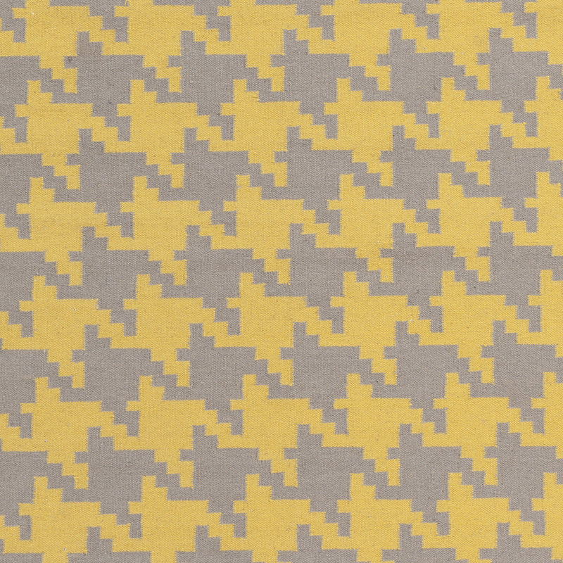 Tapis gris/jaune en laine tissé à plat à la main Araliya, Rectangle 5 pi x 8 pi