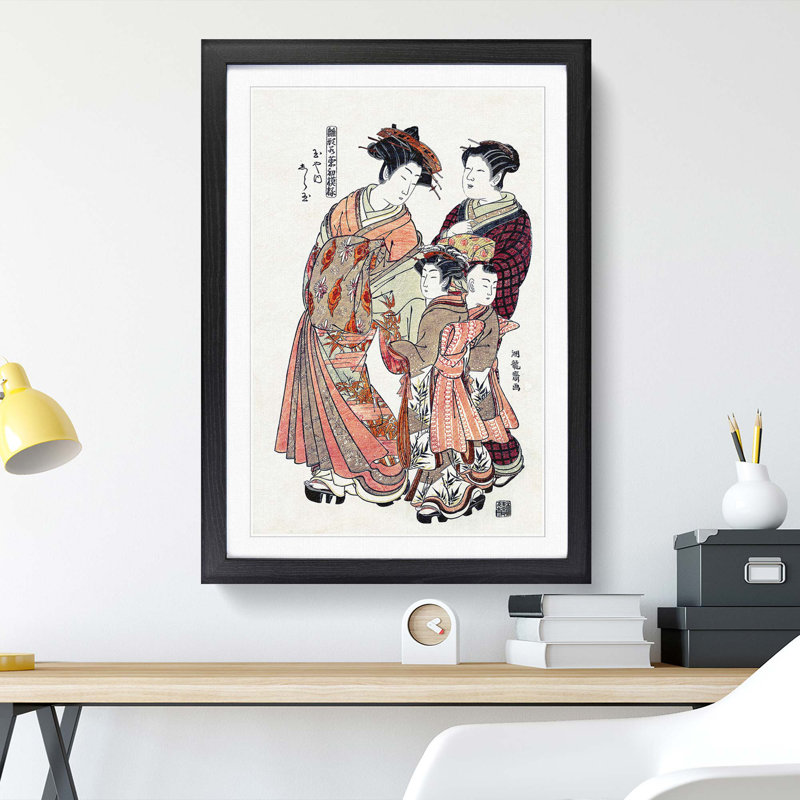 Courtesan Shiratama by Isoda Koryusai - Picture Frame Painting Print, 65cm H x 48cm W x 2cm D, Black Framed