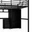 Lit mezzanine en métal avec table et garde-robe, double, conception noire, construction stable, nombreuses possibilités de rangement, méthodes d'assemblage sans effort, construction complète et contemporaine, cadre robuste, choix abondants,
