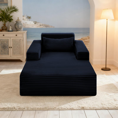 Chaise longue de 57 po pour l'intérieur, canapé rembourré en velours côtelé désossé, canapé-lit à assise profonde et chaises de lecture