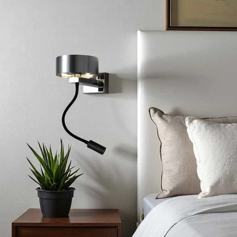 UltraBeam 6+3 Watt LED Polished Chrome Bedside Lamp With Reading Light