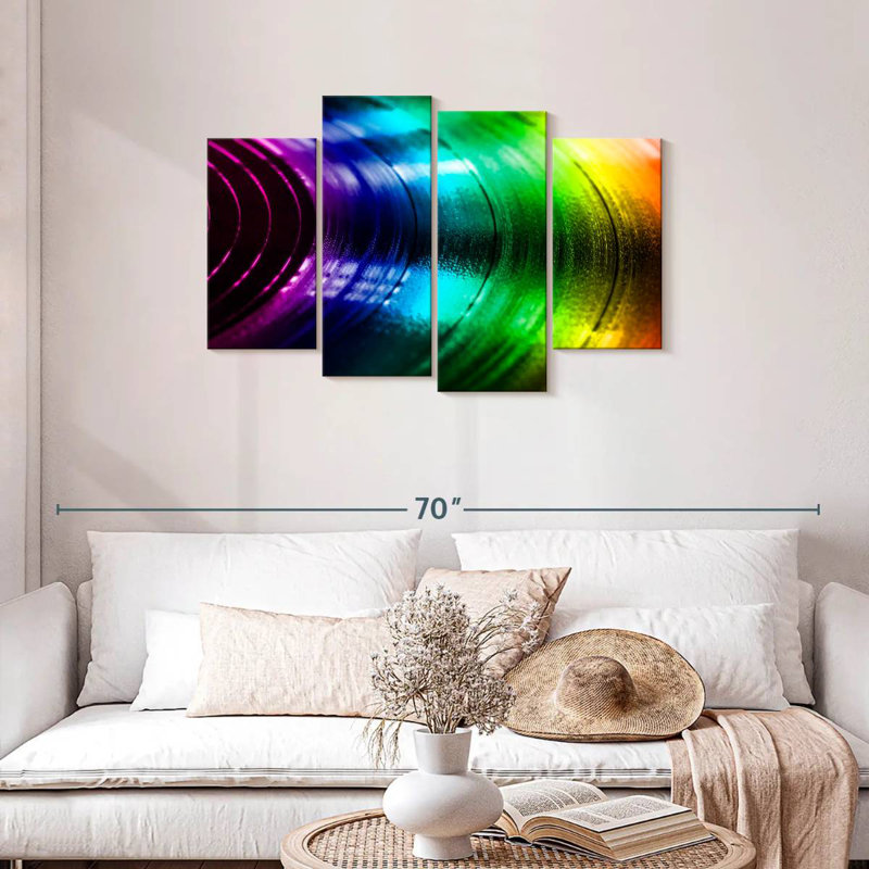 Abarca disque vinyle arc-en-ciel, H 27 po x l 43 po