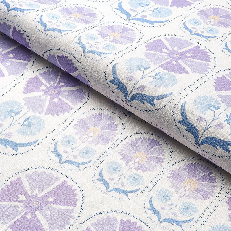 Anjuna Floral Linen Print Fabric, Lilac