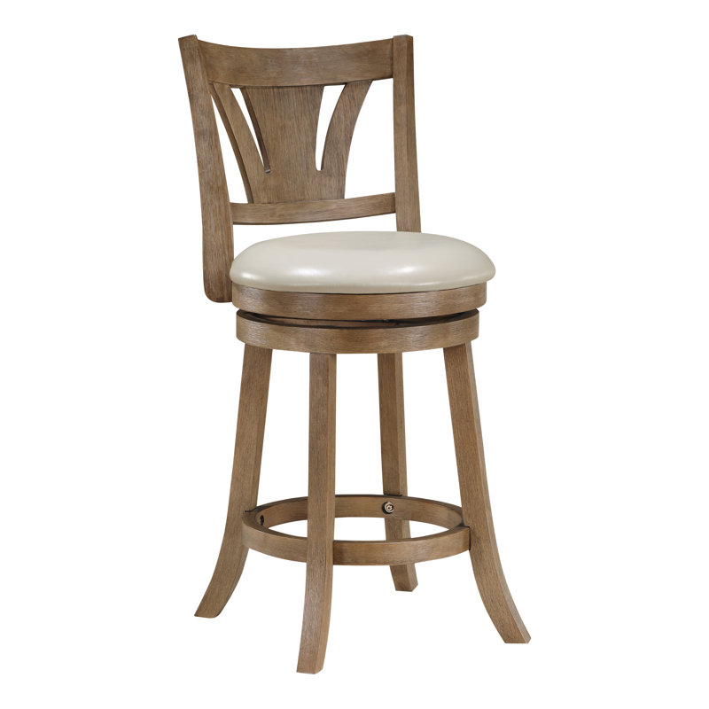 Hypatos Swivel Upholstered Faux Leather Counter Stool with Solid Wood Frame