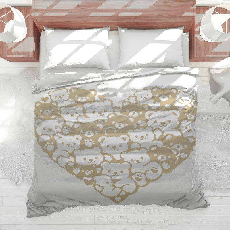 Édredon en forme de cœur avec ours en peluche, Simple extra long