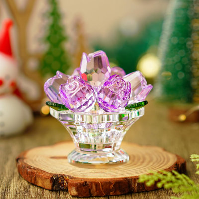 Crystal Rose Flower Figurine