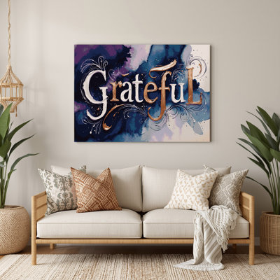 «Thanksgiving Grateful», art typographique en métal gris
